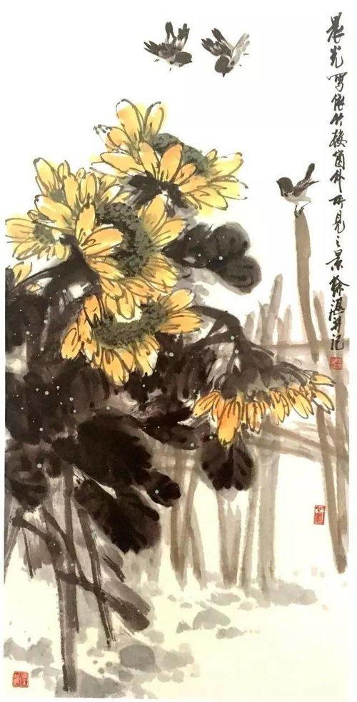 向日葵国画视频,向日葵国画艺术风采展示